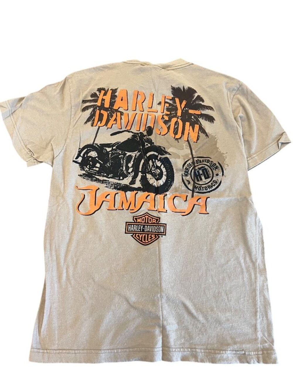 Harley Davidson Y2K Brown Short Sleeve T-Shirt Graphic Jamaica Tee Size M